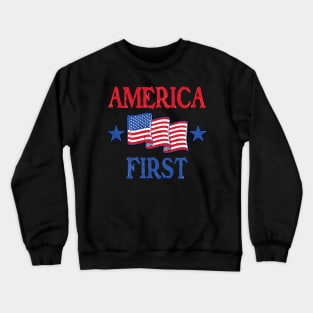 America first USA American patriot flag Memorial Day vintage Crewneck Sweatshirt